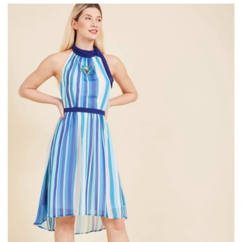 Modcloth Blue and White Striped Halter Dress Size 2X